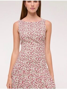 Abercrombie High Neck Bubble Hem Dress in Strawberry Print